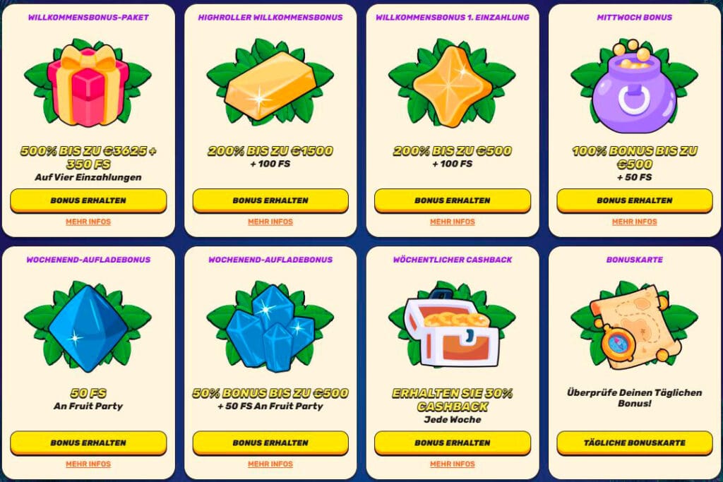 Bonusliste im Gamblezen Casino