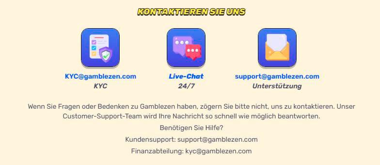 Kundensupport Gamblezen Casino